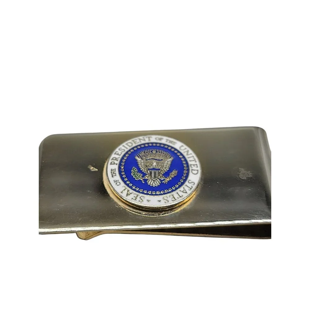 Presidential Seal Money Clip United States Blue White Eagle Shield Gold Tone